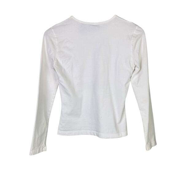 Harley Davidson White Long Sleeve Bedazzled Cotton Blend Logo Edgy Baby Tee - Picture 9 of 11